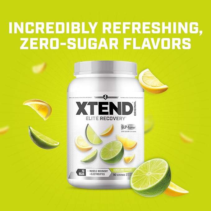 Xtend Original BCAA Powder 7g BCAAs and 2.5g L-Glutamine for Muscle Recovery Hydration and Lean Muscle Sugar Free Intra and Post Workout Drink with Electrolytes Lemon Lime Squeeze 90 Servings