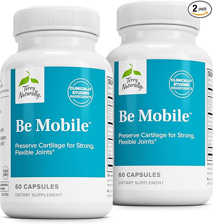 Terry Naturally Be Mobile - Collagen Supplement for Joint Health Support - Dietary Supplement with Boswellia Extract &amp Type II Collagen - Lower Back &amp Knee Support Supplement - 60 Capsules