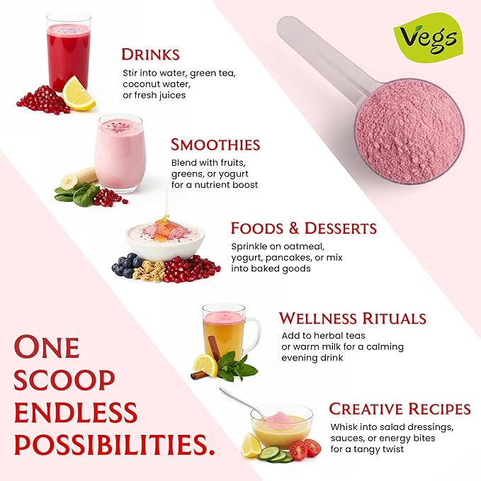 Pomegranate Juice Powder - Organic Pomegranate Fruit Juice Concentrated Antioxidants &amp Electrolytes - Instant Drink Mix Powder for Hydration Baking Flavoring Sugar Free 11 oz (Pack of 1)