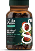 Gaia Herbs Adrenal Health Nightly Restore - Herbal Supplement with Ashwagandha Magnolia Bark Cordyceps Lemon Balm &amp More* - 120 Vegan Liquid Phyto-Caps (60 Servings)