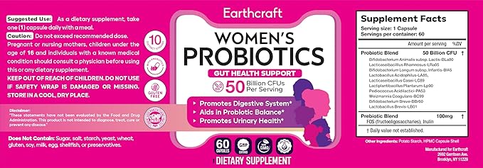 Probiotics for Women 50 Billion CFU – 10 Strains + Prebiotics for Vaginal Health Digestive Gut PH Balance and Immune Health – Delayed Release Capsules Non-GMO Vegan Support Nutrient Absorption