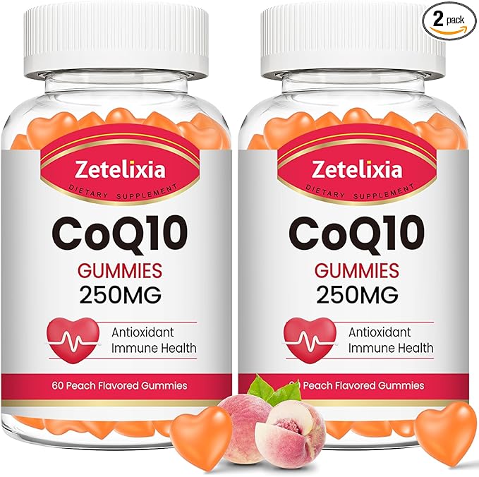 2 Pack CoQ10 Gummies 5X Better Absorption Coenzyme Q10 for Cellular Energy and Antioxidant Support 120 Peach Gummies