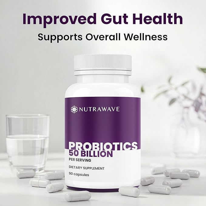 NEW Nutrawave 50 Billion Probiotics for Women &amp Men 15 Strains Active Culture. Relieves Bloating &amp Constipation Improved Digestion &amp Gut Health Supplement Vegan. 60 Powerful Small Capsu