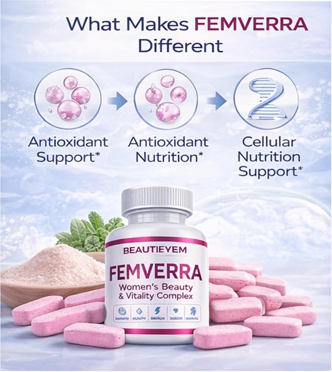 FEMVERRA Women 40+ Beauty &amp Anti-Aging Complex – Collagen Vitamins Amino &amp Herbal Extracts for Skin Elasticity Hormone Balance Curves &amp Energy – Support a Youthful Glow Firm Curves &a