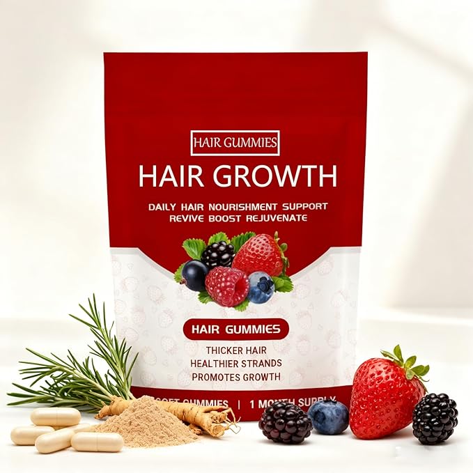 Lumin Hair Growth Gummies Hair Growth Gummies for Black WomenSupports Thicker Stronger &amp Healthier-Looking Hair – Mixed Berry Flavor 60 Gummies (1Bag)