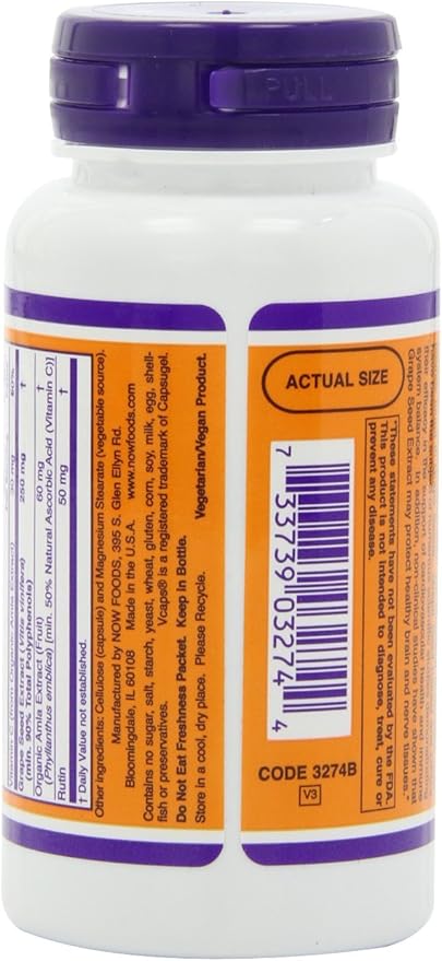 NOW Foods Grape Seed 90 VegiCaps (Pack of 2)