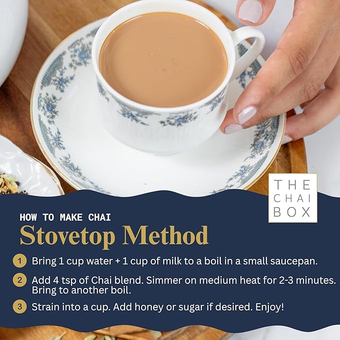 The Chai Box Loose Leaf 100% Organic Black Tea - Featured in Oprah's Favorite Things | Caffeinated Black Tea with Ginger Cinnamon Clove Fennel &amp Cardamom (Pack of 1) 6 oz | Makes 25 Cups | Smal