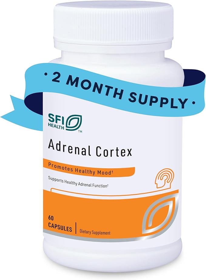 Klaire Labs SFI Health Adrenal Cortex - Targeted Adrenal Support Supplements for Cortisol Health - Purified BSE-Free Lyophilized Extract from Pasture-Fed Bovine (60 Capsules)