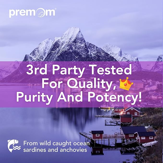 Premom Prenatal Vitamins for Women &amp Prenatal DHA Fish Oil - Conception for Her Multivitamin: 27 Nutrients + Triglyceride Omega 3 with 470mg DHA - Fertility Support for Women