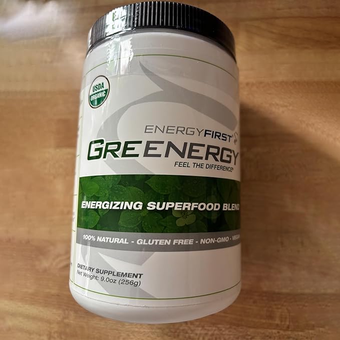 EnergyFirst Energize and Detoxify Greenergy Organic Superfood Powder - Vegan Gluten-Free Sugar-Free Non-GMO - 30 Servings for Daily Energy &amp Immunity Boost!