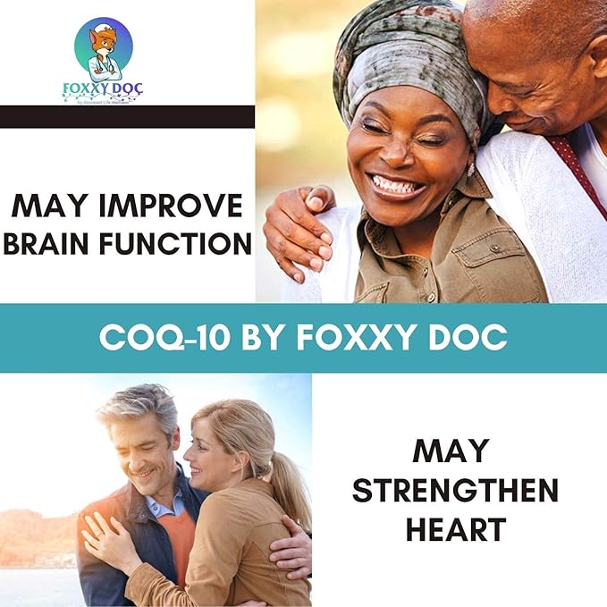 CoQ10 - Co-Enzyme Q10-200 mg -High Absorption - 400 mg per 2 caps - Non-GMO - Gluten Free - 200 Veg. Caps - Heart &amp Cellular Support - Made in USA by Foxxy Doc