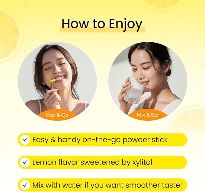 DONGKOOK Vita Pop Korean 2000mg Vitamin C Powder Vitamin D &amp Biotin Stick Zero Sugar Lemonade Drink Mix Vitamin C for Advanced Immune Support &amp Antioxidants Supplements Non-GMO 100 Packet