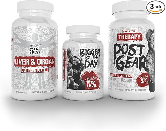 5% Nutrition Rich Piana Liver &amp Organ Defender with NAC + Post Gear PCT + Bigger by The Day (Bundle)