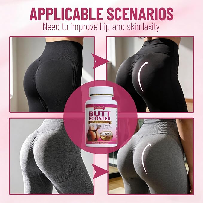 Butt Booster Pills Mention Buttocks Herbal Supplements Plump Hips Enhancement Firming and Seductive 60 Tablets