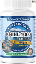 Antarctic Krill Oil 1000mg Contains Omega-3 Fatty Acid EPA DHA Axtaxanthin and Phospholipids (60 Count)