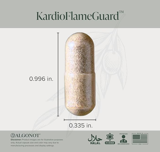 Algonot KardioFlameGuard – Heart Health Supplement Cardiovascular Support with Allicin Folinic Acid Isoquercetin Berberine – 60 Capsules