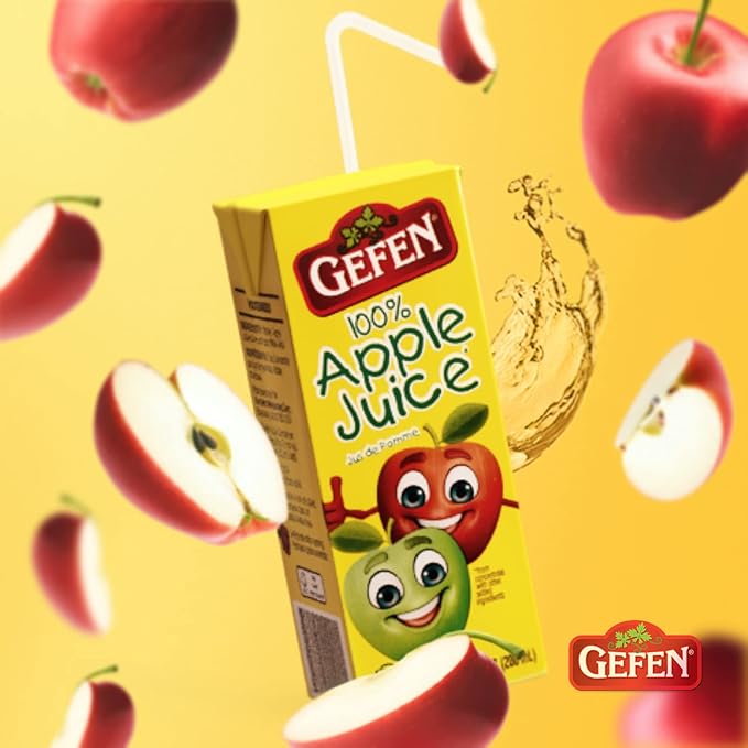 Gefen 100% Apple Juice Box Drinks 6.25oz (27 Pack) | No Sugar Added | Travel Friendly | Lunchbox Size | Kosher (Including Passover)