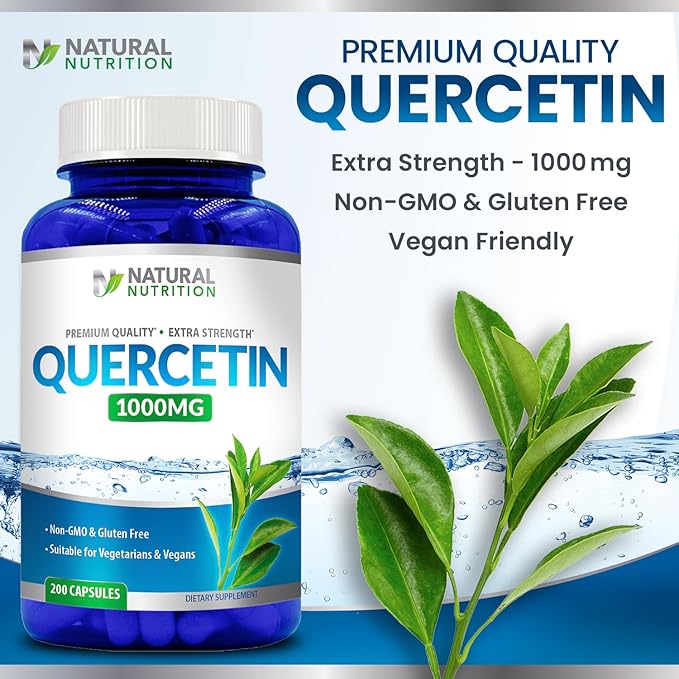 Natural Vitamin Quercetin Maximum Strength 1000mg 200 Capsules Gluten Free Non-GMO