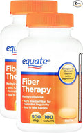 KP+ Equate Fiber Therapy Caplets with Methylcellulose 500 mg | 100 Caplets | Soluble Methylcellulose for Digestive Regularity | Gentle Non-Stimulant Laxative | Pack of 2