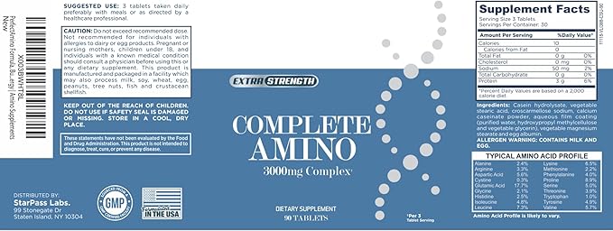 Complete Amino Formula Build Stronger Muscles and Increase Energy | Amino Supplements 90 Count