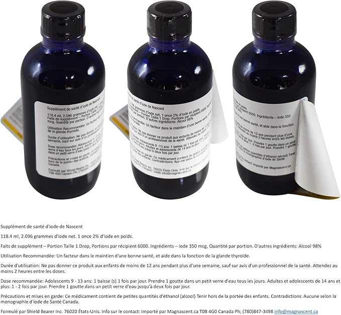 Nascent Iodine Organic Daily Health Supplement High Potency 2% Concentrated Liquid Iodine Drops Supports Energy &amp Metabolism (4oz/118.4ml)