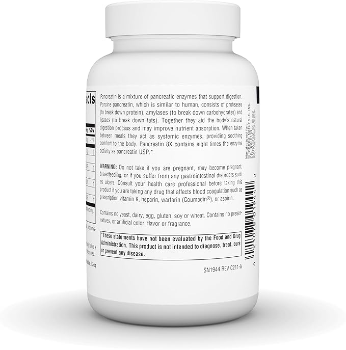 Source Naturals Pancreatin 8X 500 mg Digestive Enzymes - 100 Capsules