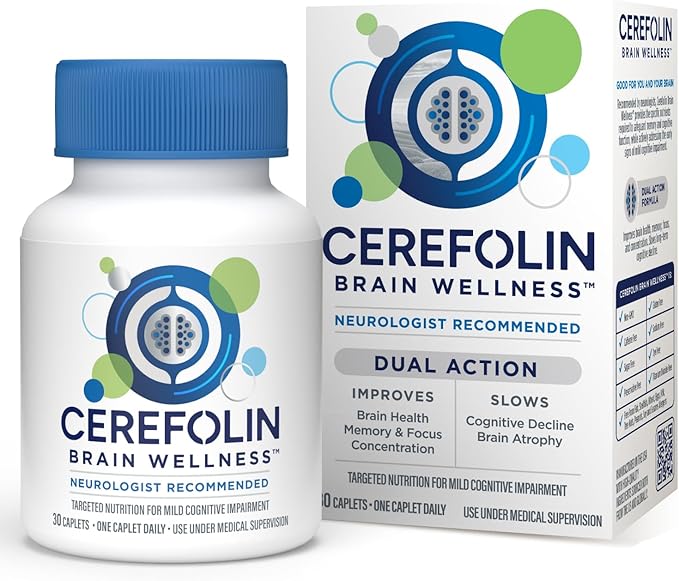 Cerefolin Brain Wellness Targeted Nutrition for Cognitive Support Improves Memory Focus &amp Concentration L-Methylfolate NAC B12 Neurologist Recommended (30 Count)