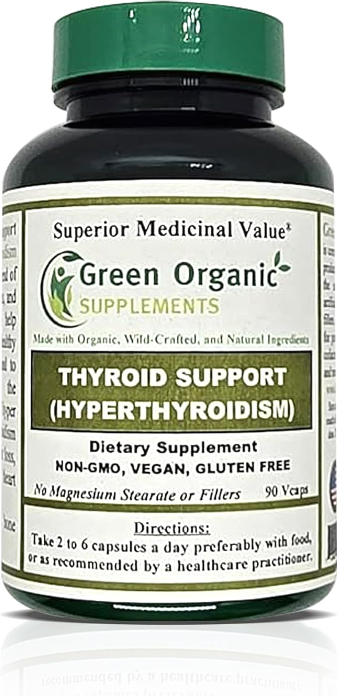 Green Organic Supplements Thyroid &amp Hyperthyroidism High Absorbable Non-GMO Gluten-Free