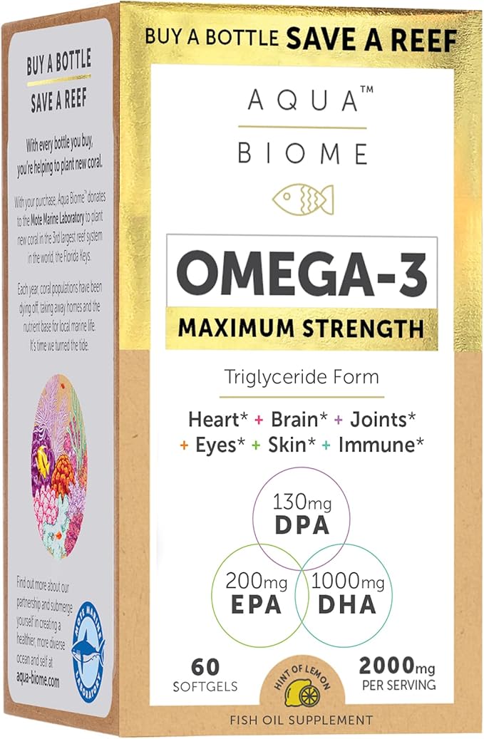Enzymedica Aqua Biome Maximum Strength Omega 3 Fish Oil 60 Softgels