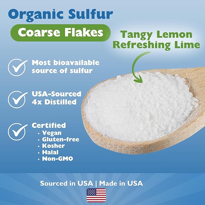KALA HEALTH MSMPure Lemon Lime Flavored Coarse MSM Powder Flakes – Organic Sulfur for Joint Flexibility Skin Appearance and Hair &amp Nail Support – 8.8 oz USA Made Distilled Crystals