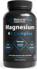 Natural Flow 4X Magnesium Supplement Magnesium Glycinate Taurate Malate Orotate Complex Calm Sleep and Cramp Support Blend No Mag Citrate or Oxide 120 Capsules