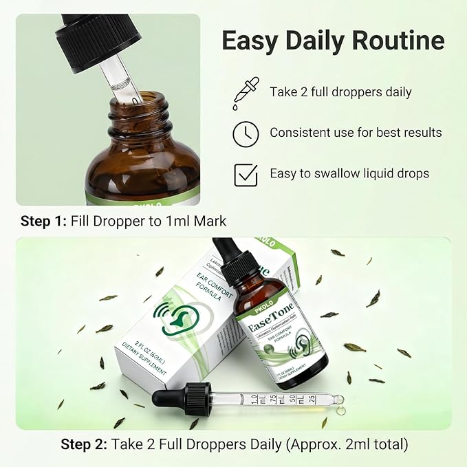 Protecting the Ears with Ear Drops Relieving Tinnitus and maintaining Ear Health it Contains Natural Ingredients. It Provides Gentle Cleaning Care for the Ears to Ensure Clear Hearing. (2PC)