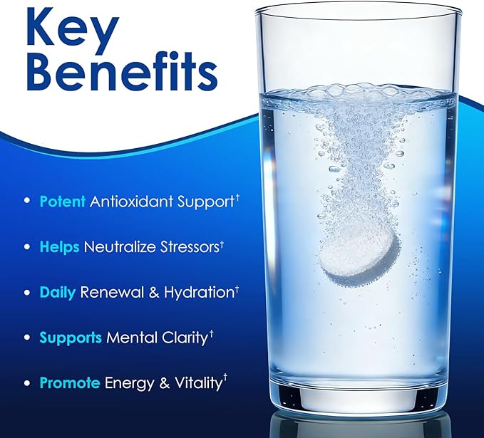 Hydrogen Tablets with Magnesium - H2 Molecular Hydrogen Tabs for Drinking Water Hydration Electrolytes Supports Healthy Aging Focus &amp Daily Energy Fast-Dissolving Tablets 60 Count