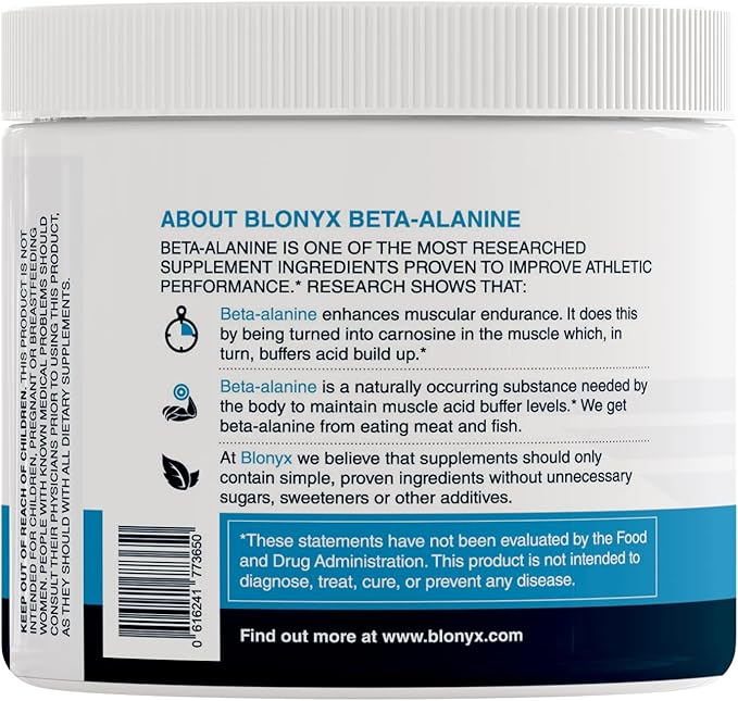 Beta-Alanine Supplement - Enhances Muscular Endurance &amp Work Capacity 6g Daily Dose 30-Day Supply