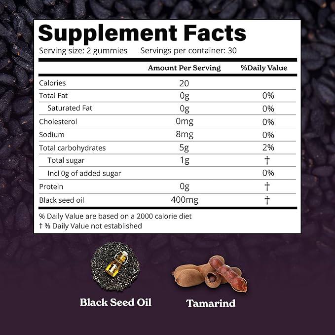 Better Alt Black Seed Oil Gummies (400mg) | Helps Boost Immunity Skin Health | 1-Month Dietary Supplement
