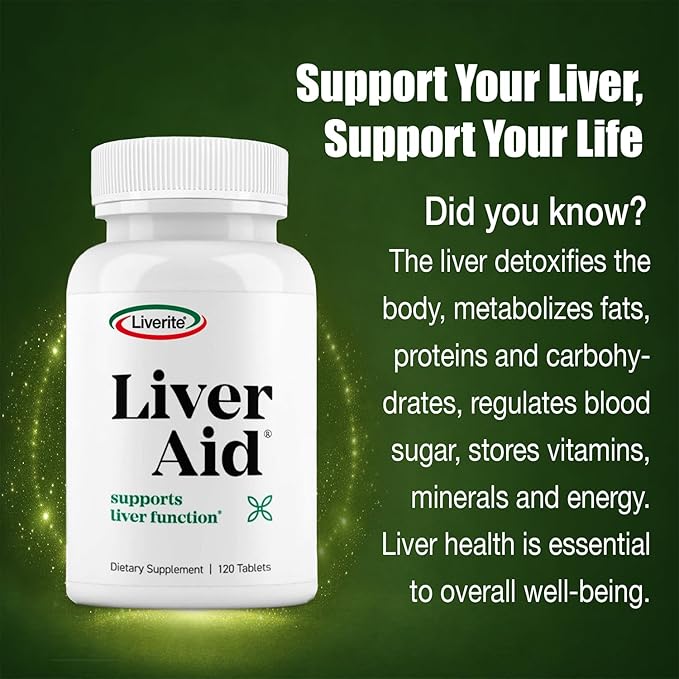 LIVERITE Liver Aid 2-Pack 120 Tablets (Total 240ct) Supports Healthy Liver Function Cleansing Energy &amp Daily Wellness