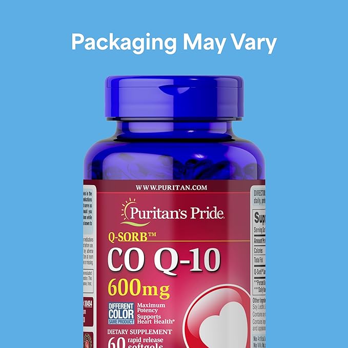Puritan's Pride Coenzyme CoQ10 600mg Dietary Supplement for Heart Health Blood Pressure Oral Gum Health and Healthy Aging Support 60 Day Supply Rapid Release Softgels
