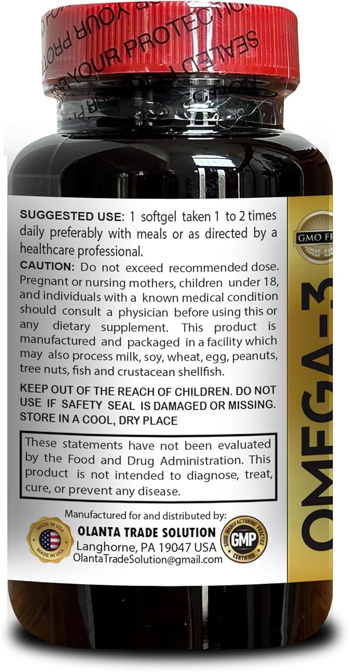Fish Oil Omega 3 Supplements - Wild-Caught Fish Oil Omega-3 EPA/DHA Fish Oil Omega 3 Supplement for Healthy functionality Best Essential Fatty Acids - 2 Bottles 120 Capsules
