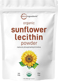 Organic Sunflower Lecithin Powder 1 Pound Sustainable Farmed Cold Pressed Rich in Phosphatidyl Choline and Protein Making Liposomal Vitamin C Lactation Supplement Non-GMO