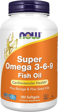 NOW Foods Supplements Super Omega 3-6-9 1200 mg with a blend of Fish Borage and Flax Seed Oils 180 Softgels