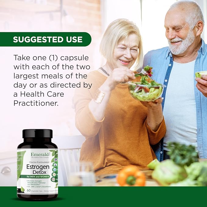 EMERALD LABS Estrogen Detox - Supports Hormone Balance for Women &amp Men* - Includes I3C DIM &amp Setria L-Glutathione - Vegan Gluten-Free - 60 Vegetable Capsules (30-Day Supply)