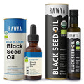 RAWYA Black Pit Oil | Extra Strong Taste With TQ Cold Pressed Nigella Sativa Non-GMO Glass Bottle 8.4 Fl Oz + RAWYA Black Pit Oil - Unrefined Premium With TQ Cold Pressed Natural 1.7 Fl Oz