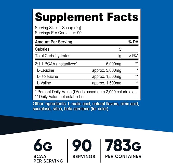 Nutricost BCAA Powder (Pineapple 90 Servings) - Optimal 2:1:1 Ratio