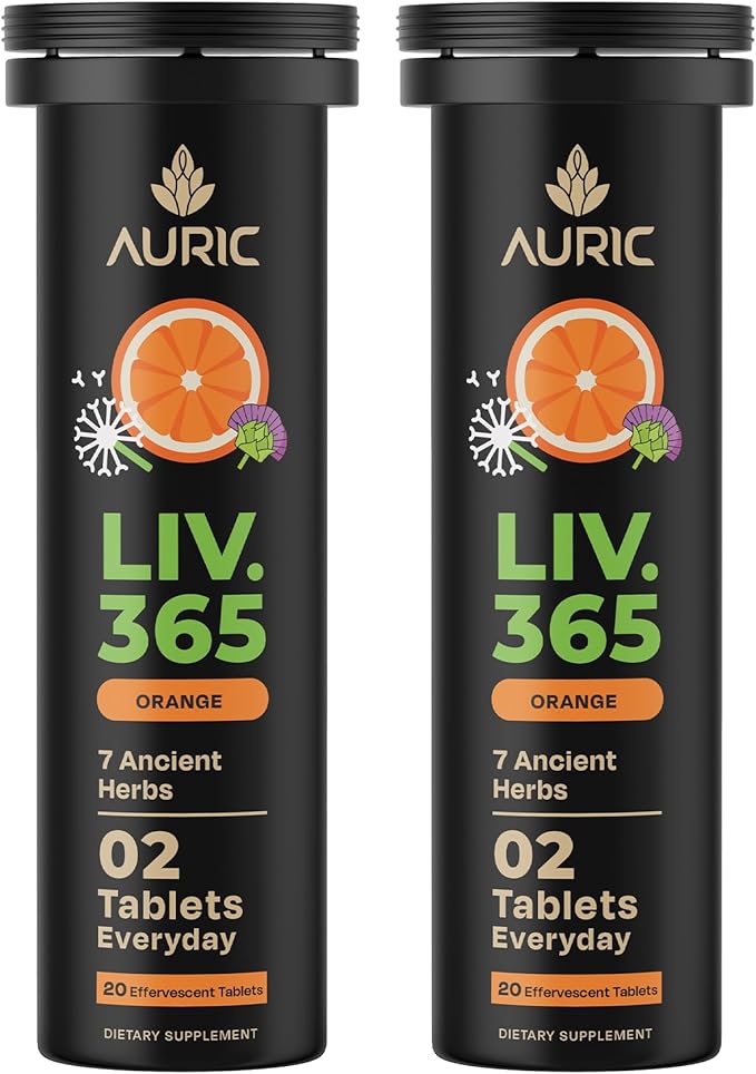 Auric Herbal Liver Support Supplement | Milk Thistle (Silymarin) Turmeric Garlic Ginger for Liver Health | Advanced Detox &amp Cleansing Formula for active Liver | 40 Tablets | Plant Based Gluten-