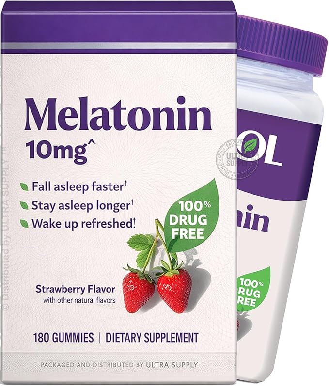 Natrols Sleep Melatonin 10mg Fast Acting Gummies for Adults Strawberry (180 Count. Value Pack)