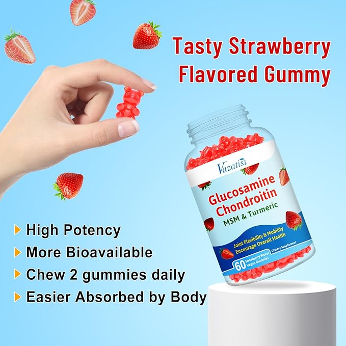 Glucosamine Chondroitin Gummies with MSM Turmeric &amp Boswellia - Joint Support Supplement - Cartilage Support Flexibility &amp Strength - 120 Gummies
