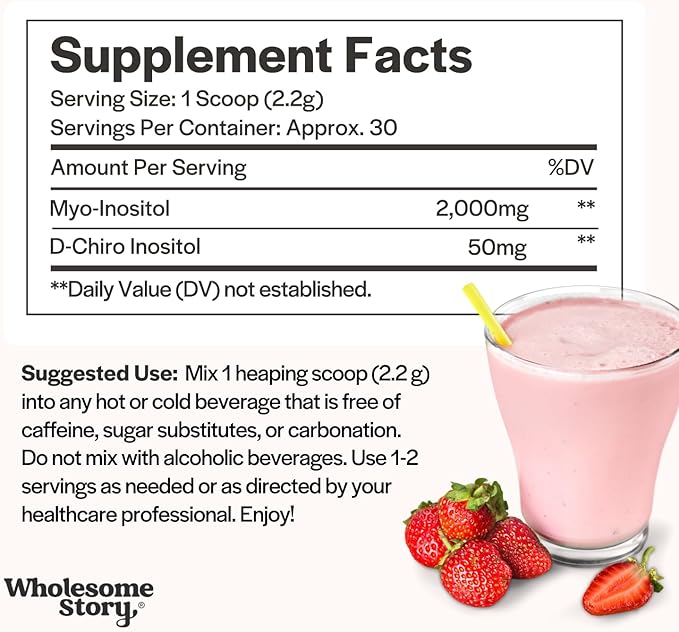 Myo-Inositol &amp D-Chiro Inositol Supplement Powder for Women | Hormonal Balance &amp Healthy Ovarian Function Support | Vitamin B8 | Great Alternative to Capsules | 40:1 Ratio | 30 Servings