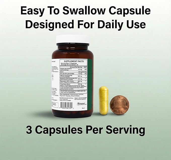 PRISTINE'S Longevity Complete Anti Aging NMN Complex - Advanced Cellular Support - NMN 500mg Berberine 500mg Resveratrol 250mg Healthy Aging Autophagy &amp NAD+ Support - Glass Bottle