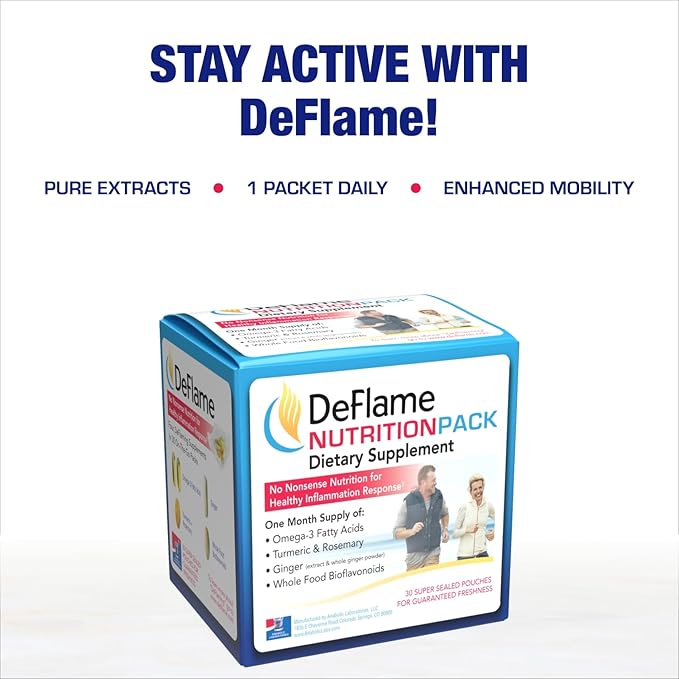DeFlame Tendon and Ligament Supplements - Clinically Formulated Joint Support Supplement Vitamin Packs for Women and Men for Enhanced Mobility and Comfort Support - Made in the USA - 1 Month Supply