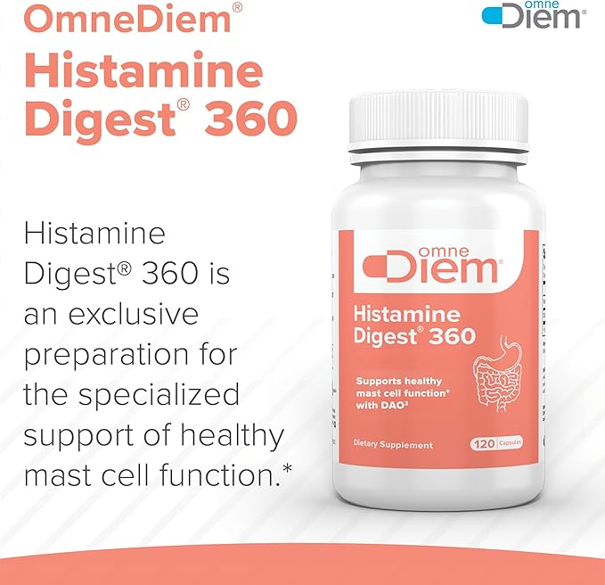 Omne Diem Histamine Digest 360 - DAO Enzyme - Diamine Oxidase &amp Vitamin B6 for P5P - 120 DR Capsules